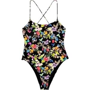 New! Victoria's Secret Birds of Paradise One-Piece Swimsuit Black 24727
